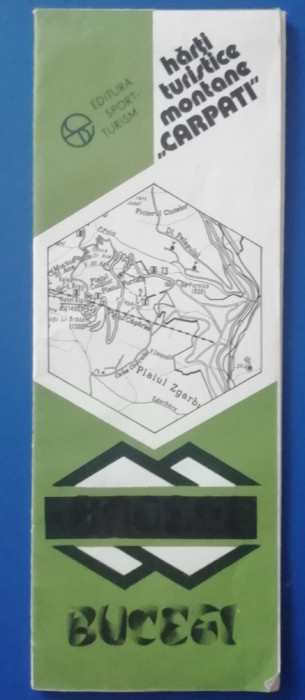 myh 12 - Harta turistica foarte veche - Muntii Bucegi - piesa de colectie