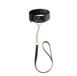 Maze Wide Choker - Zgardă cu Lesă din Piele Artifială Negru, Orion