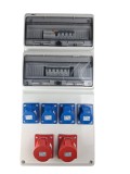 Tablou de distributie 32 module 685x330mm precablat echipat 2 prize 5 poli 3P+N+E 32A si 4 prize monofazice industriale 3 poli 16A 230V, cu protectie