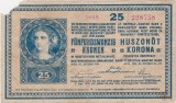 Austro-Ungaria 25 kronen 1918 - inscrisuri pe verso, rupturi