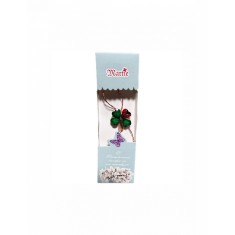 Martisor tip brosa cu model trifoi verde si buburuza pentru 1 si 8 martie