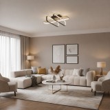 Lustra LED moderna TRANBERG cu telecomanda, 152W, 3 temperaturi, negru-auriu