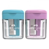 Set Ascuțitori Faber Castell, Mini, Culori Bleu și Roz, Dimensiuni 2.5x2.2x3.5cm, 2 Bucăți