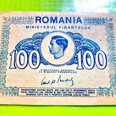C565-I-Bancnota 100 lei Romania veche 1945. Circulata, stare buna.