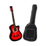 Chitara Clasica Ideallstore 4/4, 95cm, Tei, Corzi Otel, Husa inclusa, Rosu, Incepator, 13+ ani