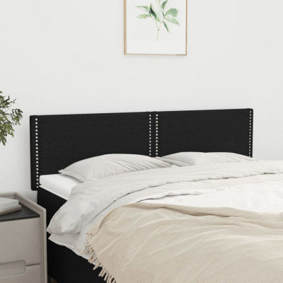 vidaXL Tăblii de pat, 2 buc., negru, 72x5x78/88 cm, textil foto