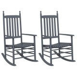 Cumpara ieftin Scaune balansoare, sezut curbat, 2 buc., gri, lemn masiv plop