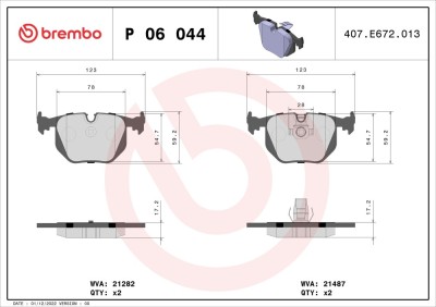 BREMBO P 06 044 PRIME LINE set placute frana disc foto