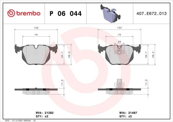 BREMBO P 06 044 PRIME LINE set placute frana disc