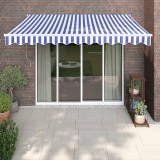vidaXL Copertină retractabilă automată, albastru și alb, 3x2,5 m 3154471