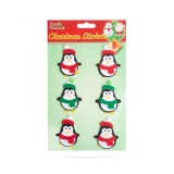 Set 6 Autocolante Pasla 3D Craciun, Pinguini, 15x20cm, Decoratiuni Festive