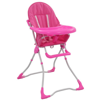 vidaXL Scaun de masă &amp;icirc;nalt pentru copii, roz și alb foto