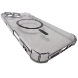 Husa spate silicon gri transparent cu negru, magnet, colturi intarite, pentru Apple iPhone 16 Pro Max