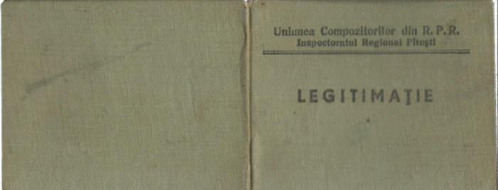 AMS# - LEGITIMATIE UNIUNEA COMPOZITORILOR DIN R.P.R. 1959, INSPECTOR RAIONAL