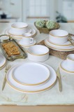 Keramika Set de vesela - Mat White/Gold Stackable - 20 bucăți - 4 - Stoneware