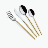 Cumpara ieftin Set tacamuri 24 bucati Almeria Auriu 23.4x23.4x23.4 cm
