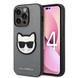 Husa originala iPhone 14 Pro Karl Lagerfeld Saffiano, Choupette Head, argintiu, KLHCP14LSAPCHG