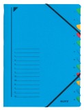Mapa carton A4 cu elastic 12 separatoare albastru Leitz
