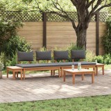VidaXL Set de Bănci pentru Grădină cu pernă 5 pcs Maro, Gri