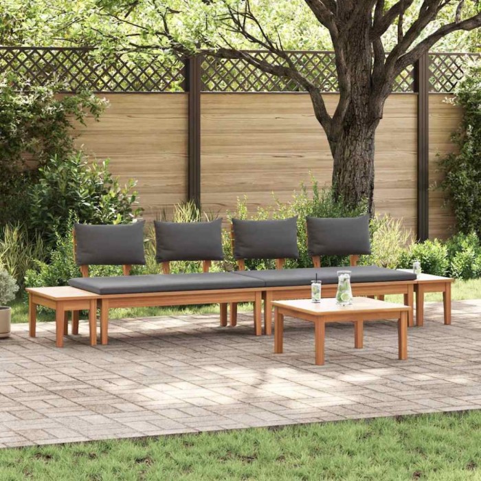 vidaXL Set de Bănci pentru Grădină cu pernă 5 pcs Maro și gri 3356873