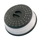 Capac pentru cuptor cu microunde, Sunmostar, Silicon, 26 cm, Negru/Gri