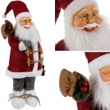 Figurina Mos Craciun decorativa 45 cm cu lanterna si sac, Ruhhy