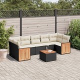 Gossi set mobilier de gradina cu perne, 8 piese, negru, poliratan