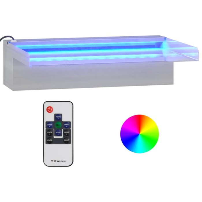 Deversor de cascada cu LED-uri RGB, 30 cm, otel inoxidabil