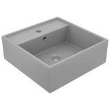 VidaXL Chiuvetă lux preaplin, gri deschis mat 41x41 cm ceramică pătrat