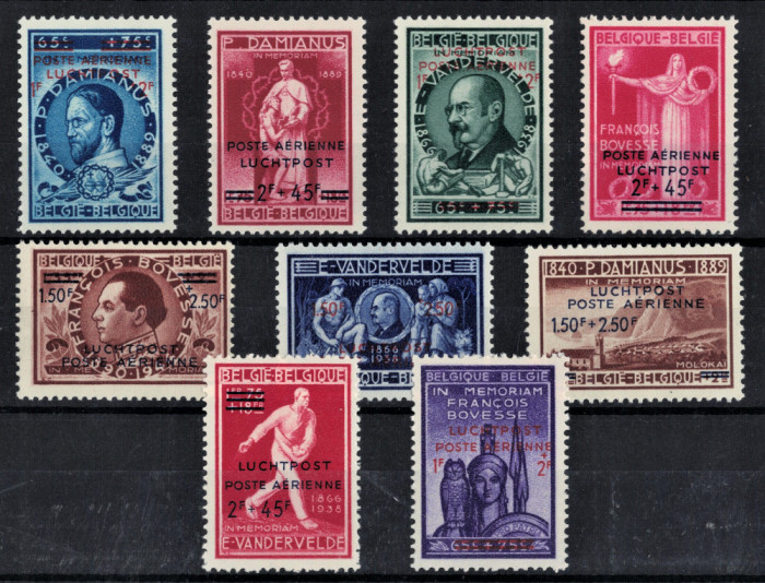 BELGIA 1947 - Supratipar &quot;Luchtpost poste aerienne&quot; / serie completa MNH