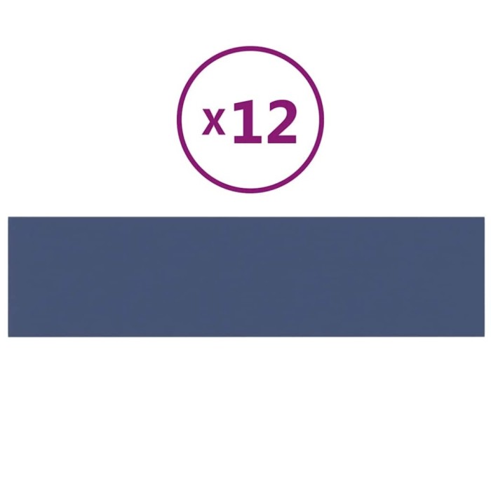 Panouri de perete, 12 buc., albastru, 60x15 cm, textil, 1,08 m&sup2;