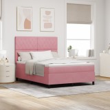 VidaXL Pat box spring cu saltea, roz, 160x200 cm, catifea