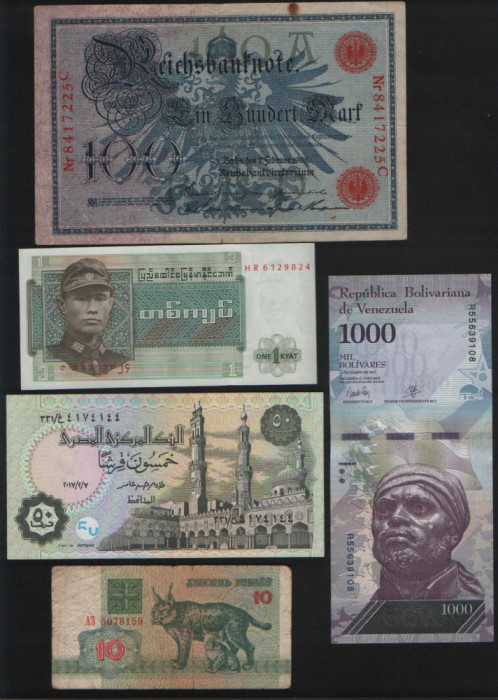 Set 5 bancnote de prin lume adunate (cele din imagini) #64