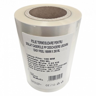 Folie termosudare pentru sigilat caserole PP, Easy Peel 185MM X 250 ML foto