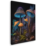 Tablou grup ciuperci neon inteligenta artificiala albastru, mov, portocaliu 1067 Tablou canvas pe panza CU RAMA 70x100 cm
