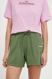 Cumpara ieftin Columbia pantaloni scurți Trek femei, culoarea verde, cu imprimeu, high waist 2032941