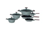 Set de vase Cheffinger 10 bucati cu strat antiaderent Grey Handy KitchenServ