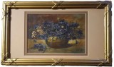 E. Muller-Vas cu albăstrele, pictură veche licitată