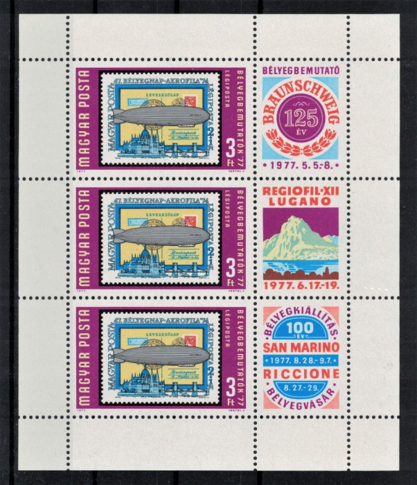 UNGARIA 1977 - Expozitii filatelice internationale / colita MNH