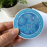 Abtibild sticker cu Elefant si Rinocer albastri pentru anul 2026 &amp;#8211; mic