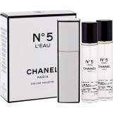 NO.5 L&#039;eau Flacon Reincarcabil plus 2 Rezerve Apa de toaleta Femei 3X20 ml, Chanel