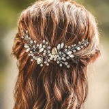 Accesoriu de par pentru mireasa Simsly, metal, alb/argintiu