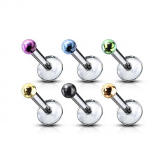 Labret pentru buză, bilă din titan anodizat - Lungime piercing: 8 mm, Culoare Piercing: Albastru