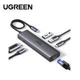 DOCKING Station Ugreen, &quot;CM512&quot; conec PC USB Type-C, USB 3.2 x 2| RJ-45 x 1|HDMI 4Kx1 la 60Hz|USB-C x 1 PD 100W, aluminiu, gri &quot;45000&quot; (timbru verde 0