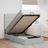 VidaXL Cadru de pat otoman cu saltele Gri deschis 90x200cm catifea 3313445