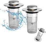 Cumpara ieftin Set 2 Ventile Lavoara, Filtru Universal pentru Baie/Bucatarie, Design Anti-Blocare, Anti-Miros, 33-40 mm, Inox - CN
