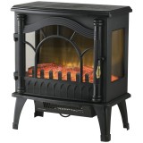 HOMCOM Șemineu Electric 1000W/2000W cu Temperatură Reglabilă Protecție la Supraincălzire 55x31x58 cm Negru | Aosom Romania