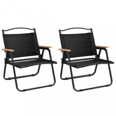 Scaune de camping, 2 buc., negru, 54x43x59 cm, tesatura Oxford
