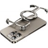 Husa magsafe metalica compatibila cu iphone 15 pro, flippy, clear case, aliaj de aluminiu, cu magnet, fara rama, antisoc, antizgariere, incarcare wire