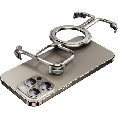Husa magsafe metalica compatibila cu iphone 15 pro max, flippy, clear case, aliaj de aluminiu, cu magnet, fara rama, antisoc, antizgariere, incarcare foto